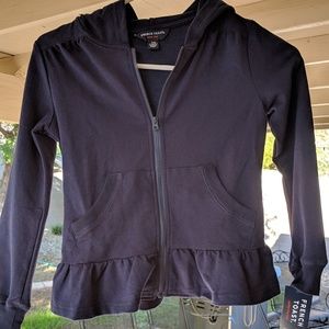 French Toast Girls' Ruffle Bottom Knit Jacket Navy